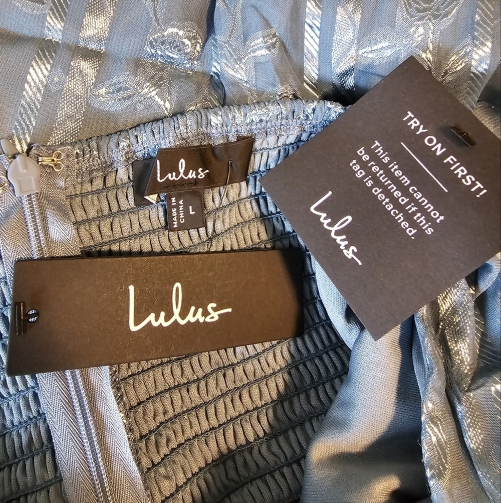 Lulus Picturesque Allure Slate Blue Sleeveless Jacquard Tie-Strap Maxi Dress - Picture 11 of 11